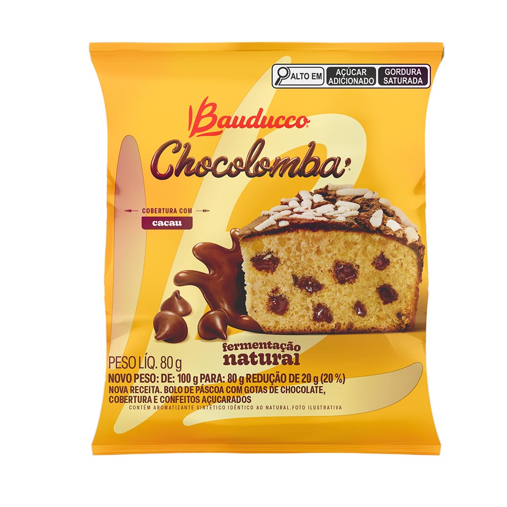 Mini Colomba Gotas Bauducco 80g, 15 unidades